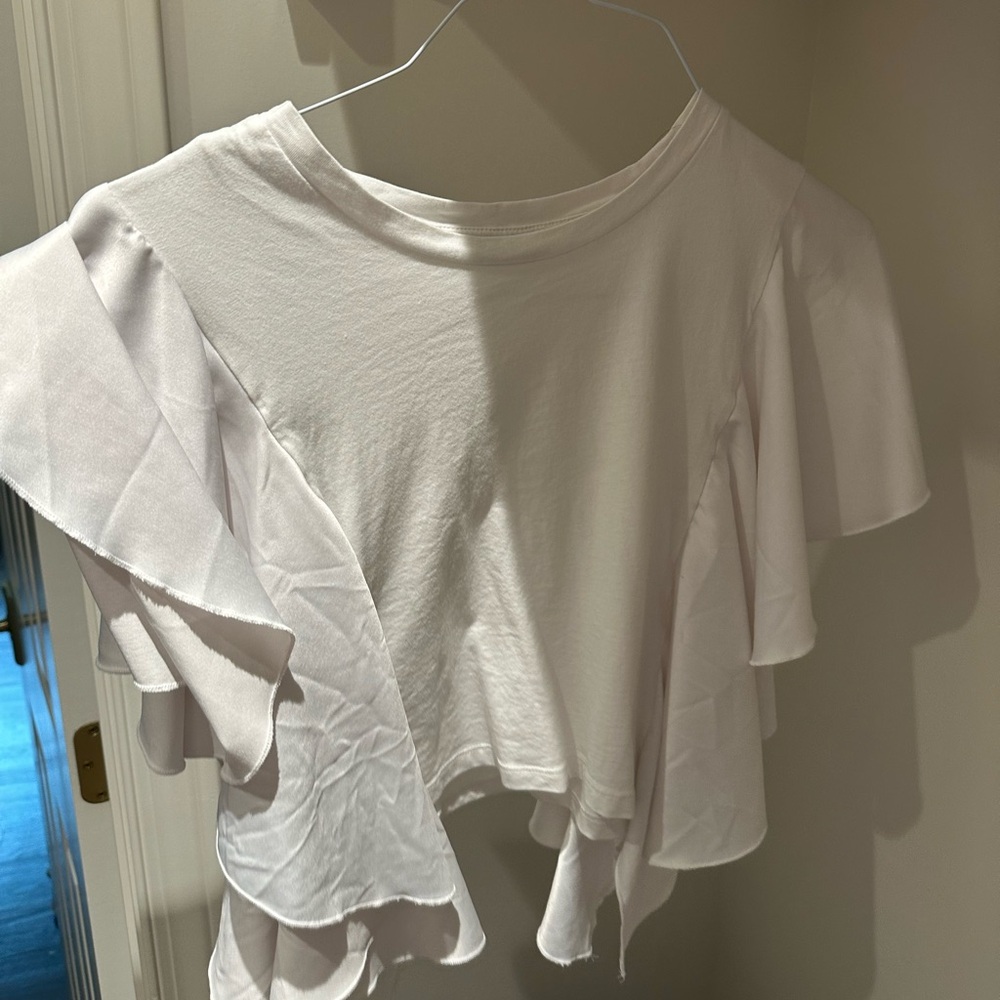 Zara white cropped flowy top